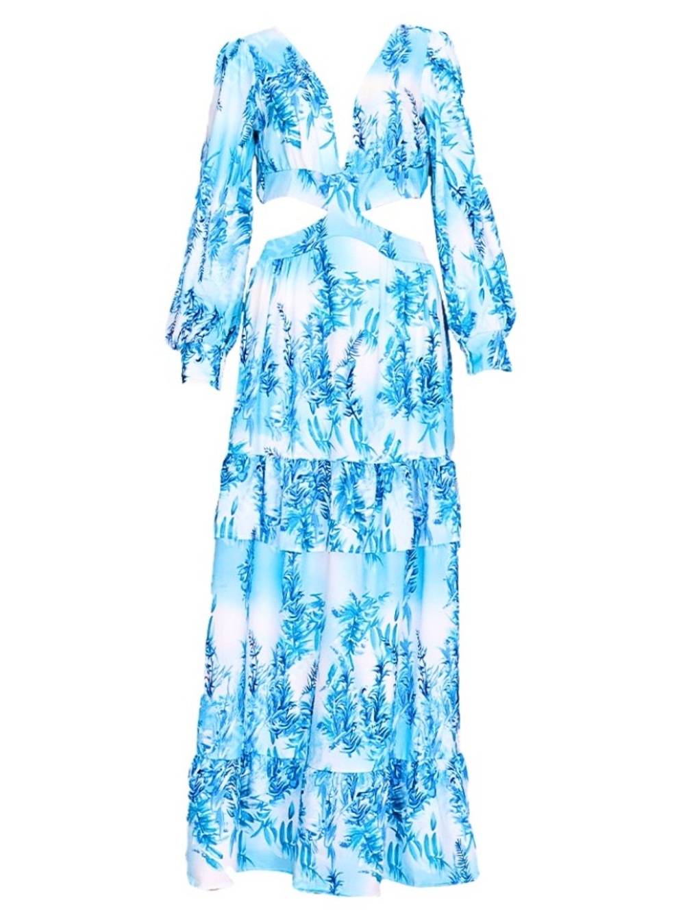V-Neck Hollow Out Maxi Dress
